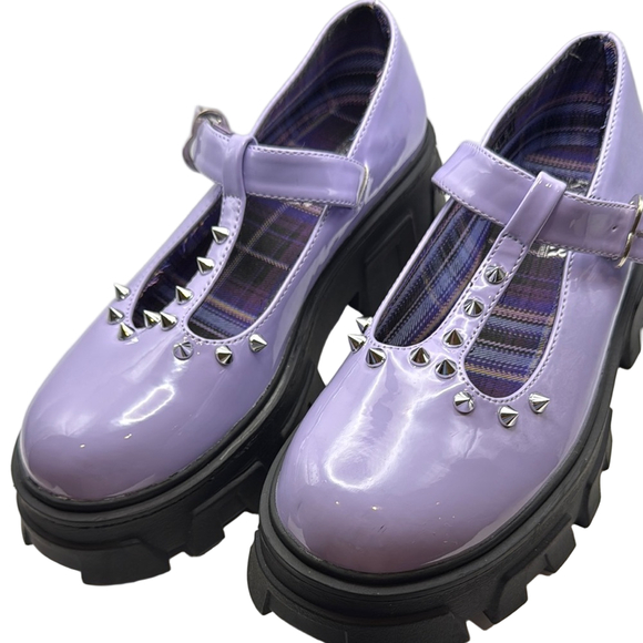 Killstar Shoes - Killstar Sweet on You Mary Purple Lilac Studded Platform Mary Jane Shoes Size 10